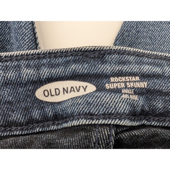 Old Navy Rockstar Super Skinny Ankle Mid Rise Dark Wash Jeans Size 0 26"x26" - Picture 3 of 7